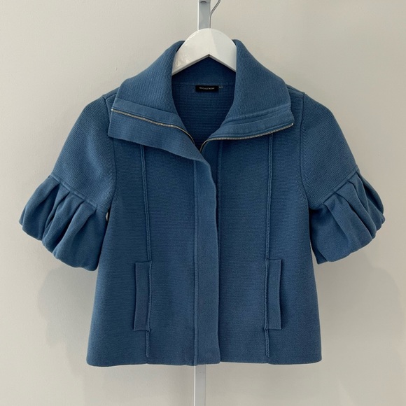 MAGASCHONI BLUE COTTON SHORT SLEEVE JACKET XS NWOTS!